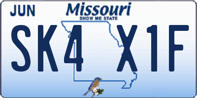 MO license plate SK4X1F