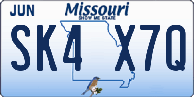 MO license plate SK4X7Q