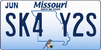 MO license plate SK4Y2S