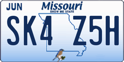 MO license plate SK4Z5H