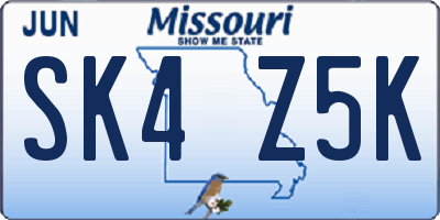 MO license plate SK4Z5K