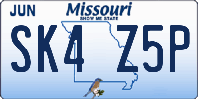 MO license plate SK4Z5P