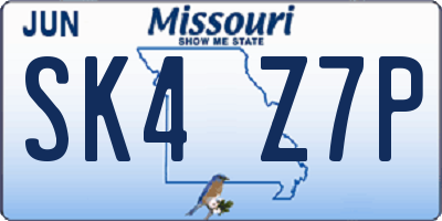 MO license plate SK4Z7P