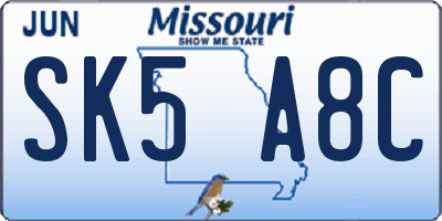 MO license plate SK5A8C