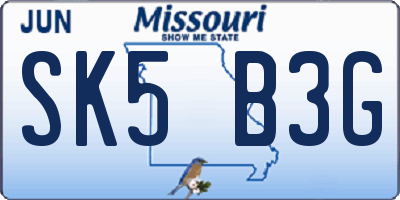 MO license plate SK5B3G