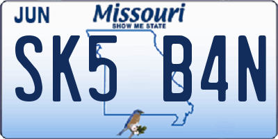 MO license plate SK5B4N