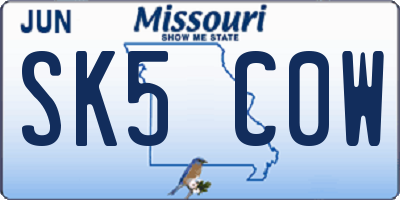 MO license plate SK5C0W