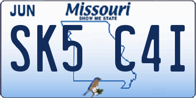 MO license plate SK5C4I