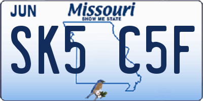 MO license plate SK5C5F