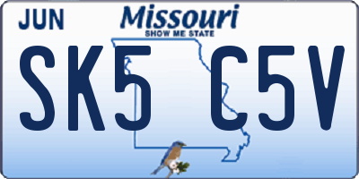 MO license plate SK5C5V