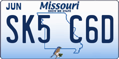 MO license plate SK5C6D