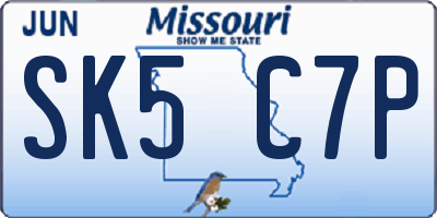 MO license plate SK5C7P