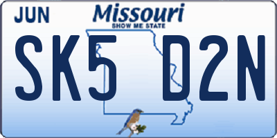 MO license plate SK5D2N