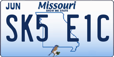 MO license plate SK5E1C