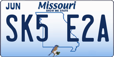 MO license plate SK5E2A
