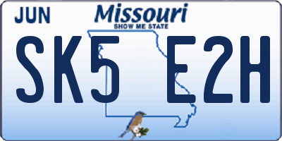 MO license plate SK5E2H