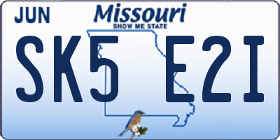 MO license plate SK5E2I