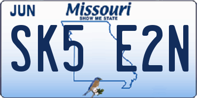 MO license plate SK5E2N