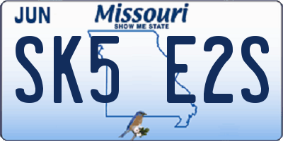 MO license plate SK5E2S