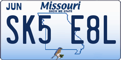MO license plate SK5E8L
