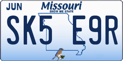 MO license plate SK5E9R