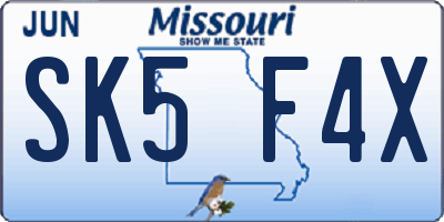 MO license plate SK5F4X