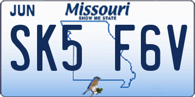 MO license plate SK5F6V