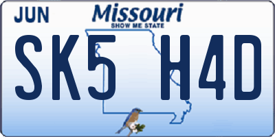 MO license plate SK5H4D