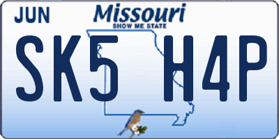 MO license plate SK5H4P