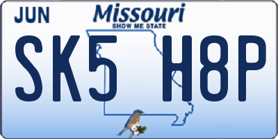MO license plate SK5H8P