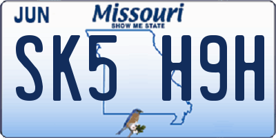 MO license plate SK5H9H