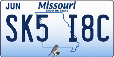 MO license plate SK5I8C