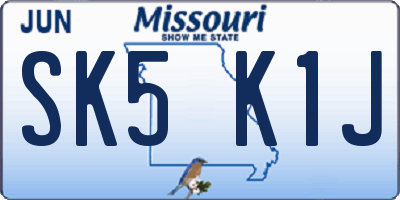 MO license plate SK5K1J