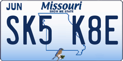 MO license plate SK5K8E