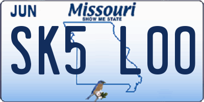MO license plate SK5L0O