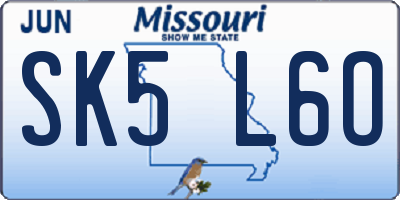 MO license plate SK5L6O
