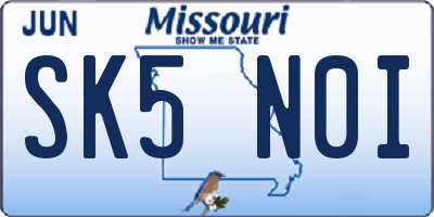 MO license plate SK5N0I