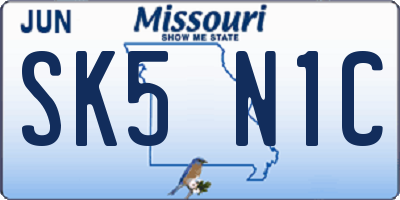 MO license plate SK5N1C