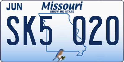 MO license plate SK5O2O