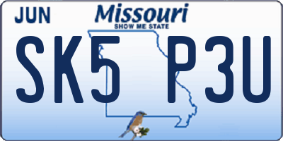 MO license plate SK5P3U