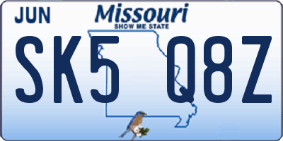MO license plate SK5Q8Z