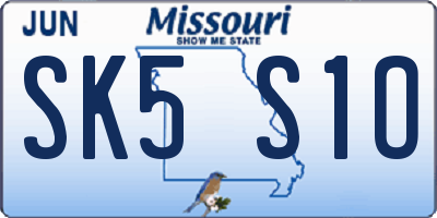 MO license plate SK5S1O