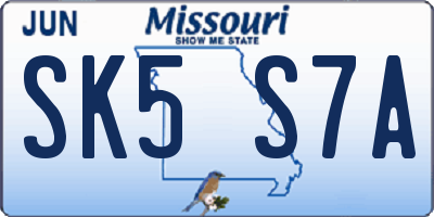 MO license plate SK5S7A