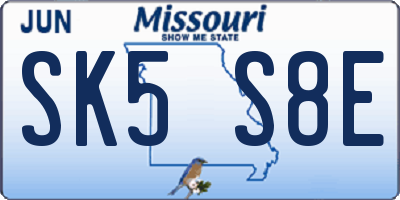 MO license plate SK5S8E