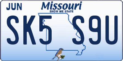 MO license plate SK5S9U
