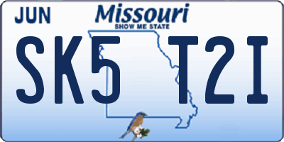 MO license plate SK5T2I