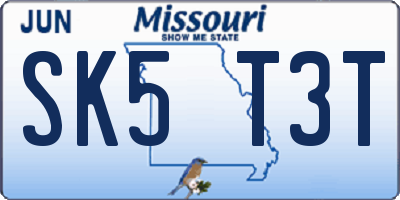 MO license plate SK5T3T