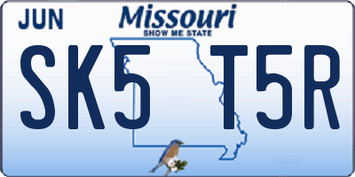 MO license plate SK5T5R