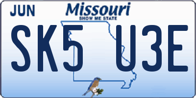 MO license plate SK5U3E