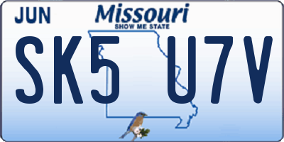 MO license plate SK5U7V
